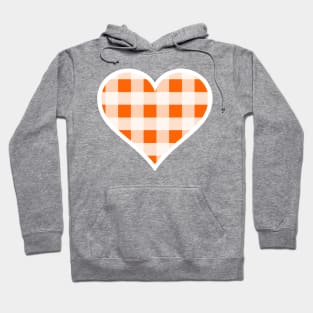 Orange and White Buffalo Plaid Heart Hoodie